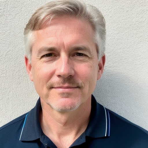 professional portrait of a white man with blue shirt