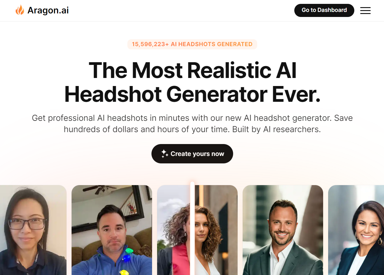 Aragon AI Headshot Generator - Landing Page